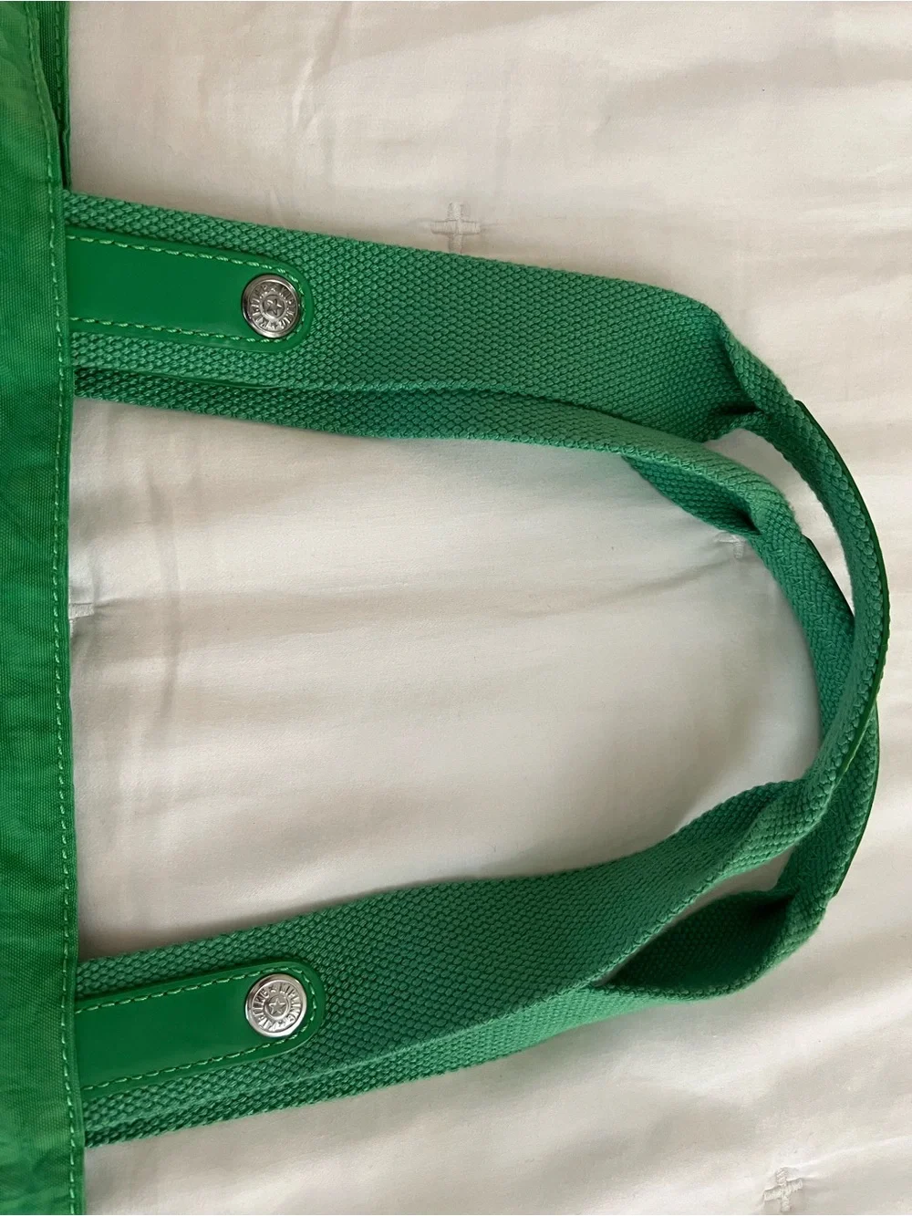 Kipling Reversible Bright Green Bag with Monkey Charm Keyring
